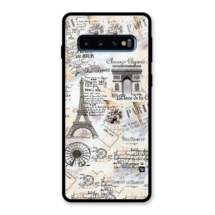 Paris Paper Glass Back Case for Galaxy S10
