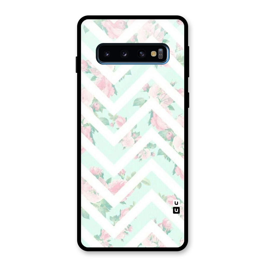 Pastel Floral Zig Zag Glass Back Case for Galaxy S10
