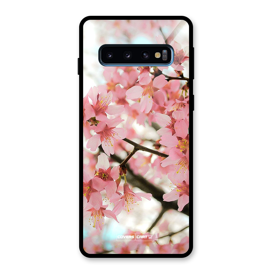 Peach Floral Glass Back Case for Galaxy S10