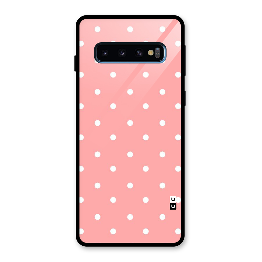 Peach Polka Pattern Glass Back Case for Galaxy S10
