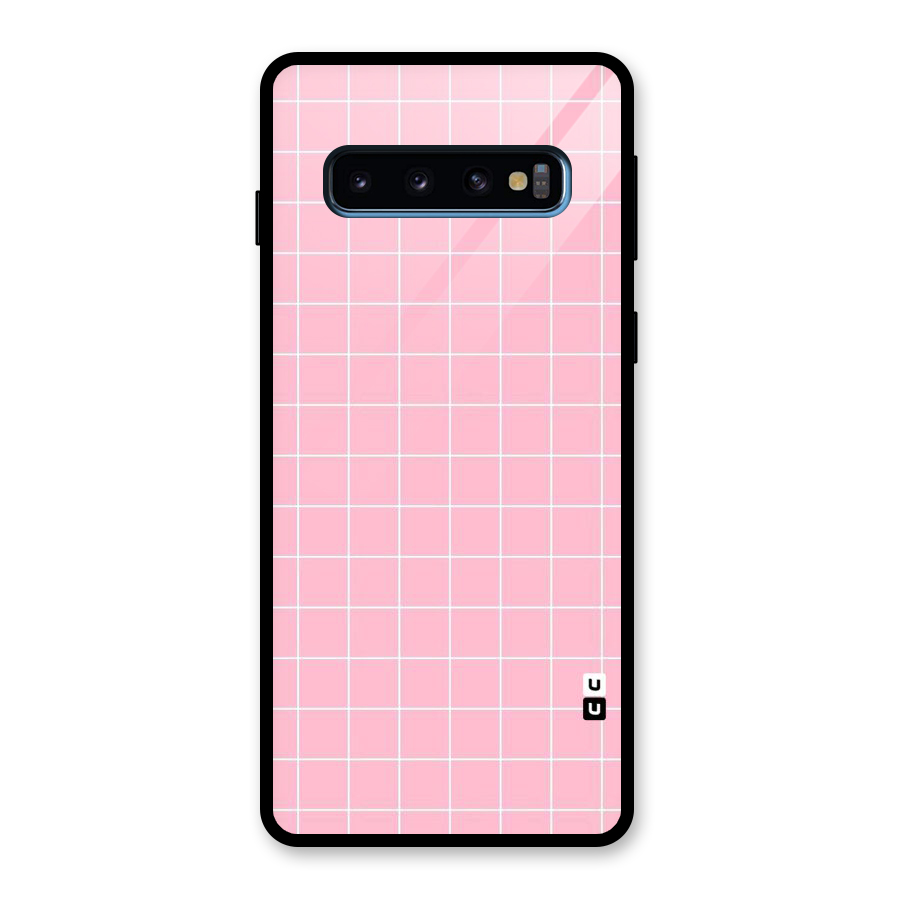 Pink Checks Glass Back Case for Galaxy S10
