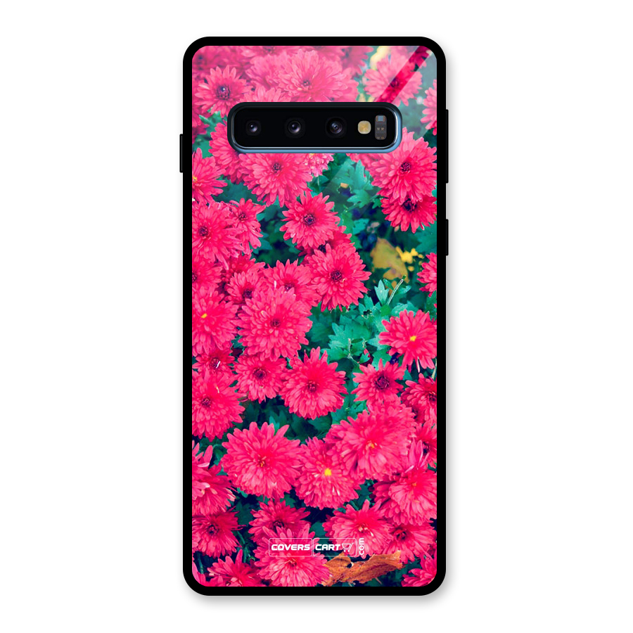 Pink Flowers Glass Back Case for Galaxy S10