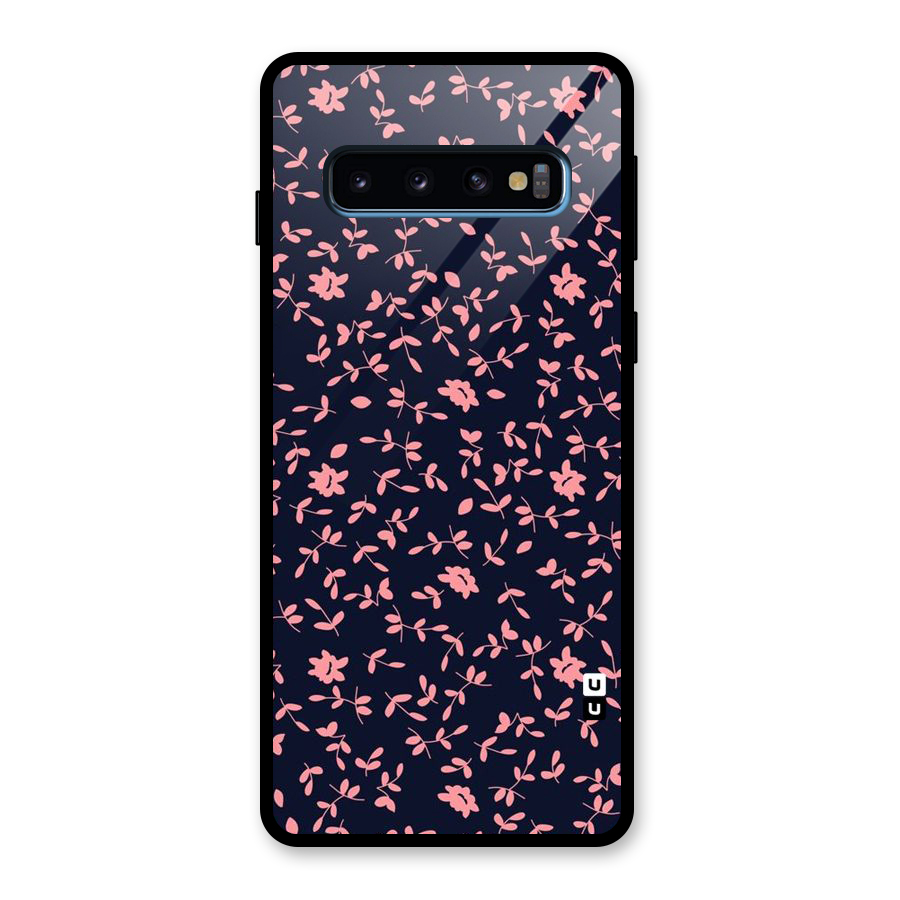 Pink Plant Design Glass Back Case for Galaxy S10