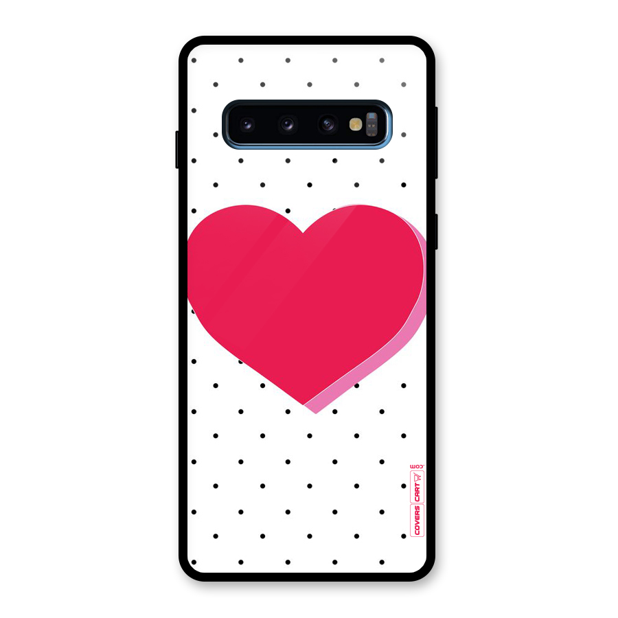 Pink Polka Heart Glass Back Case for Galaxy S10
