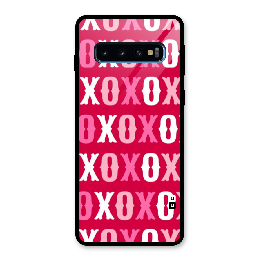 Pink White Xoxo Glass Back Case for Galaxy S10