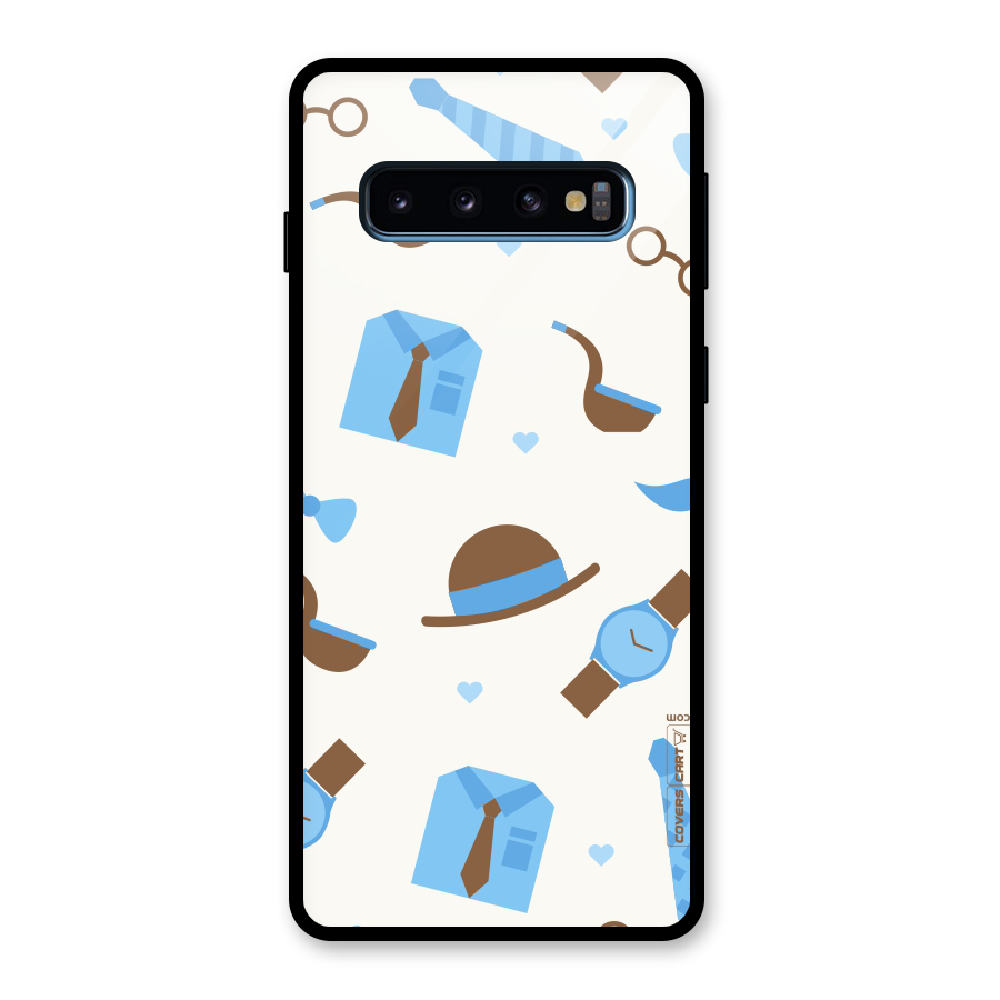 Pipe Hat Watch Pattern Glass Back Case for Galaxy S10