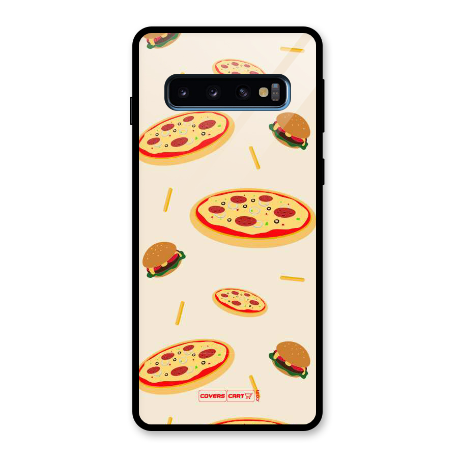 Pizza and Burger Love Glass Back Case for Galaxy S10
