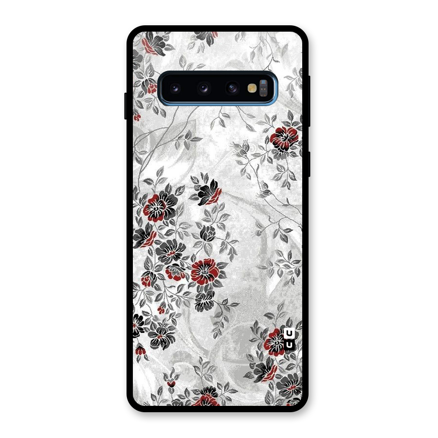 Pleasing Grey Floral Glass Back Case for Galaxy S10