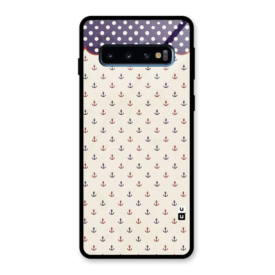 Polka Anchor Glass Back Case for Galaxy S10