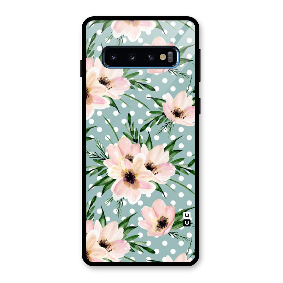Polka Art Floral Glass Back Case for Galaxy S10