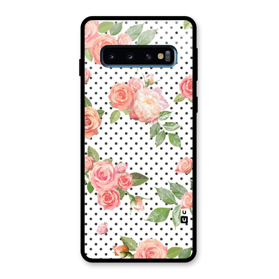 Polka Bloom White Glass Back Case for Galaxy S10
