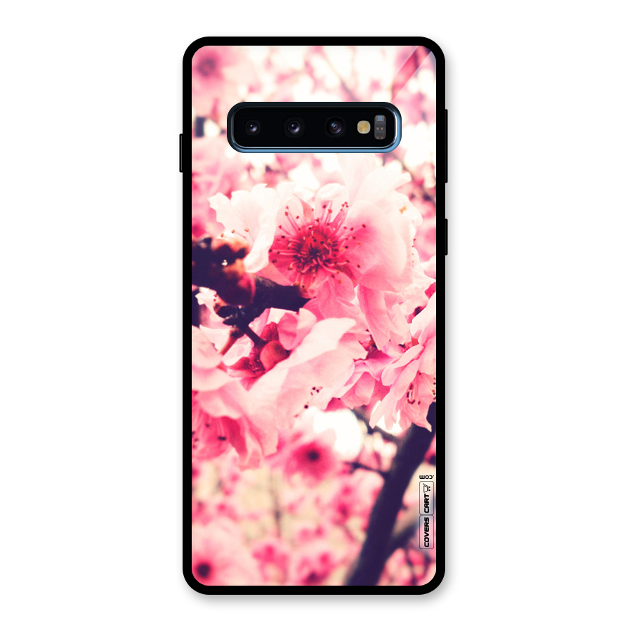 Pretty Pink Flowers Glass Back Case for Galaxy S10