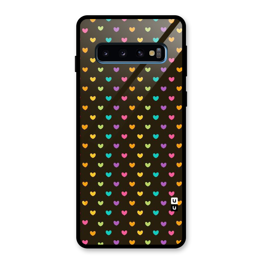 Rainbow Hearts Glass Back Case for Galaxy S10