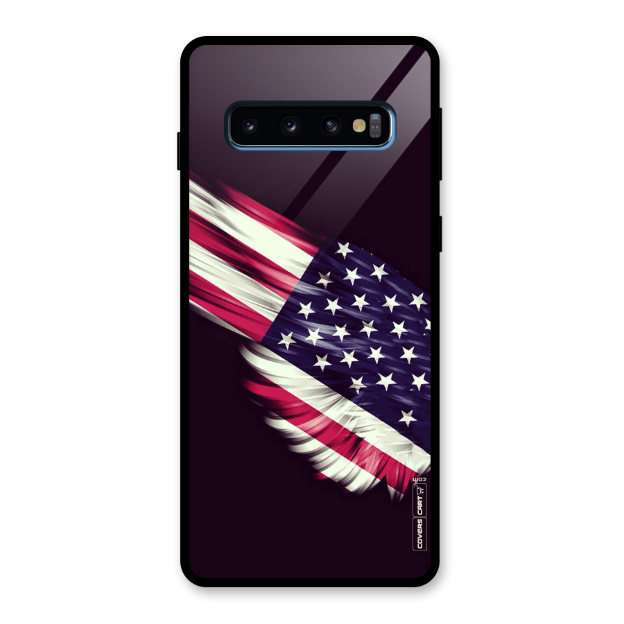 Red And White Stripes Stars Glass Back Case for Galaxy S10
