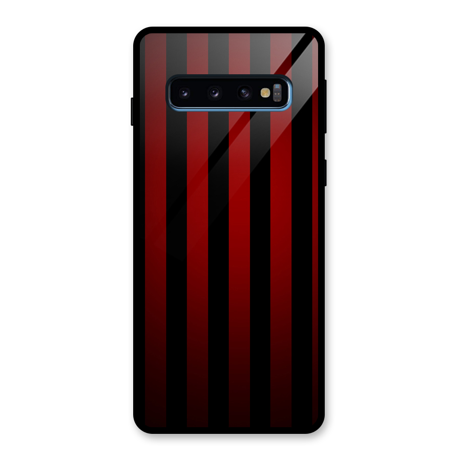 Red Black Stripes Glass Back Case for Galaxy S10