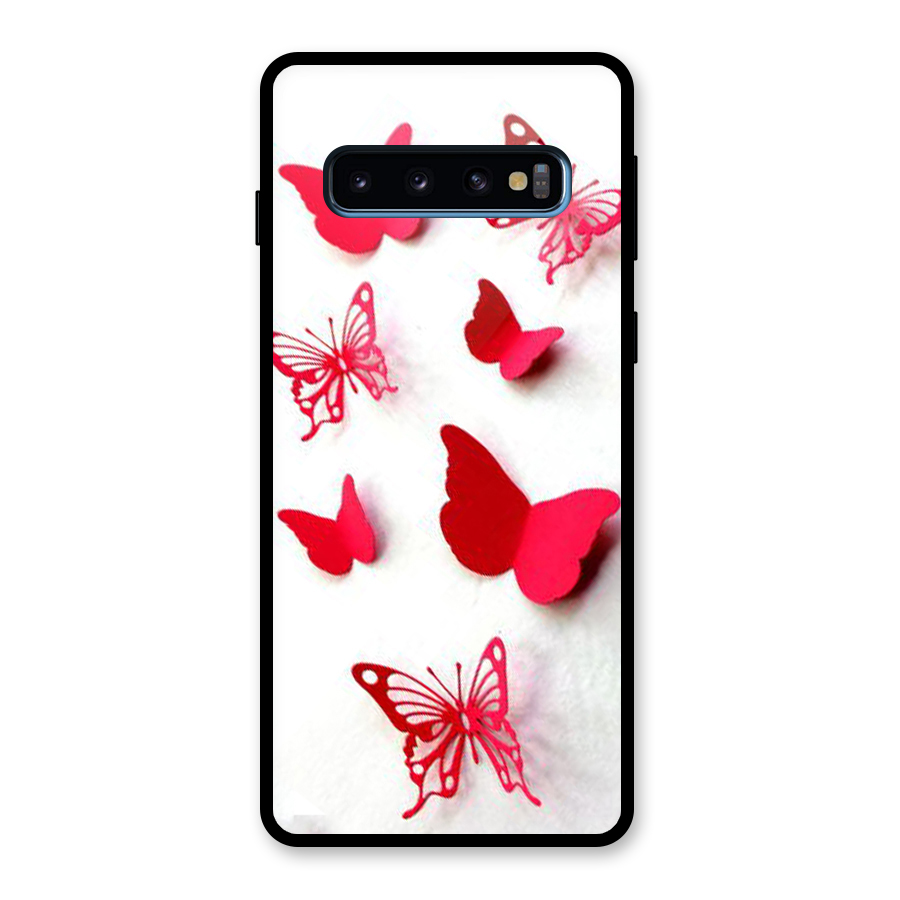 Red Butterflies Glass Back Case for Galaxy S10