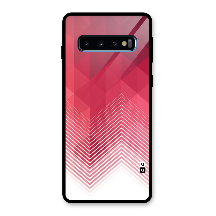 Red Chevron Abstract Glass Back Case for Galaxy S10