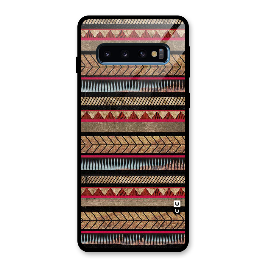 Red Indie Pattern Glass Back Case for Galaxy S10