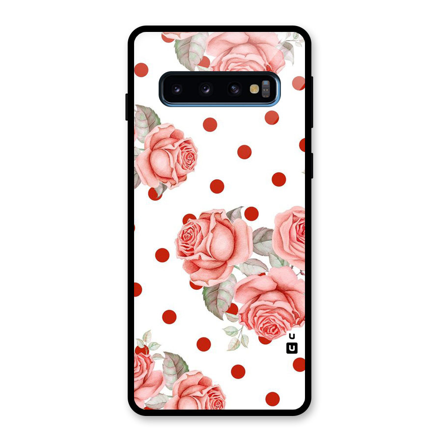 Red Peach Shade Flowers Glass Back Case for Galaxy S10