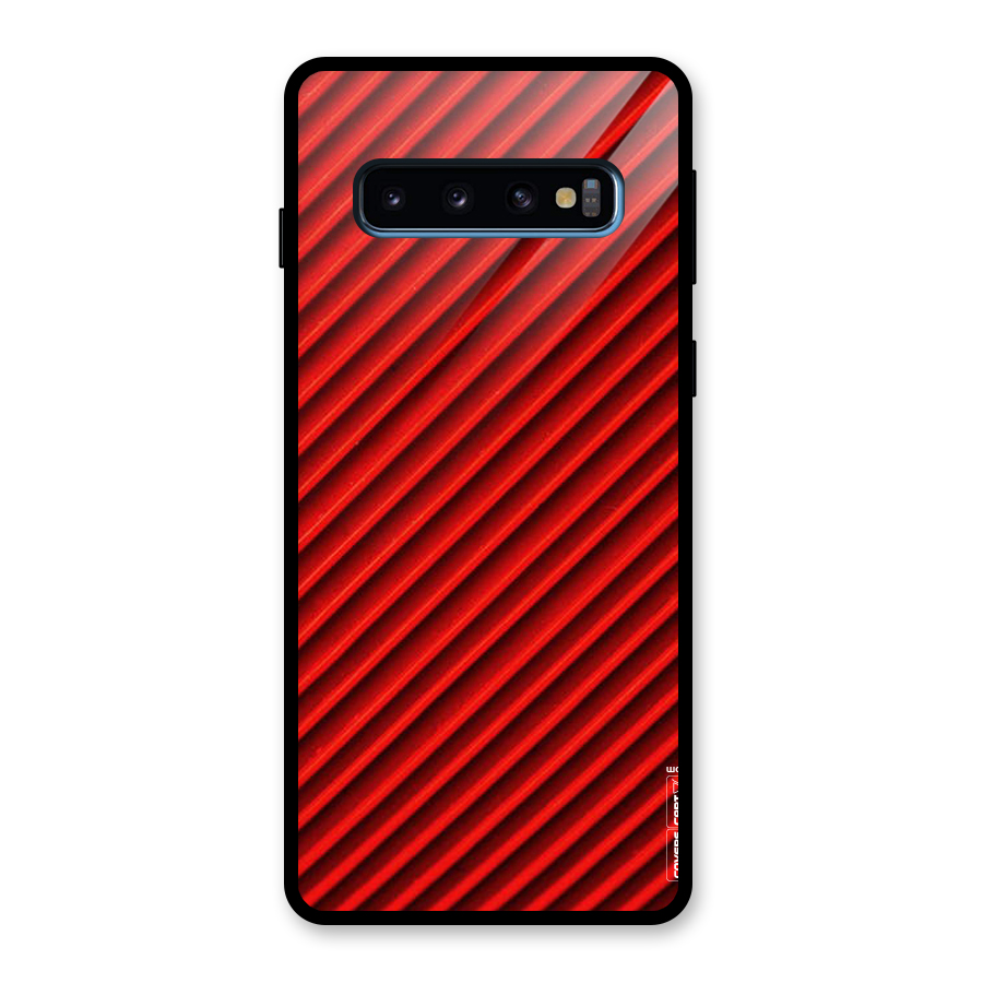 Red Rugged Stripes Glass Back Case for Galaxy S10