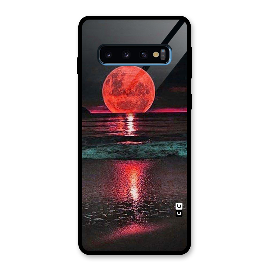 Red Sun Ocean Glass Back Case for Galaxy S10