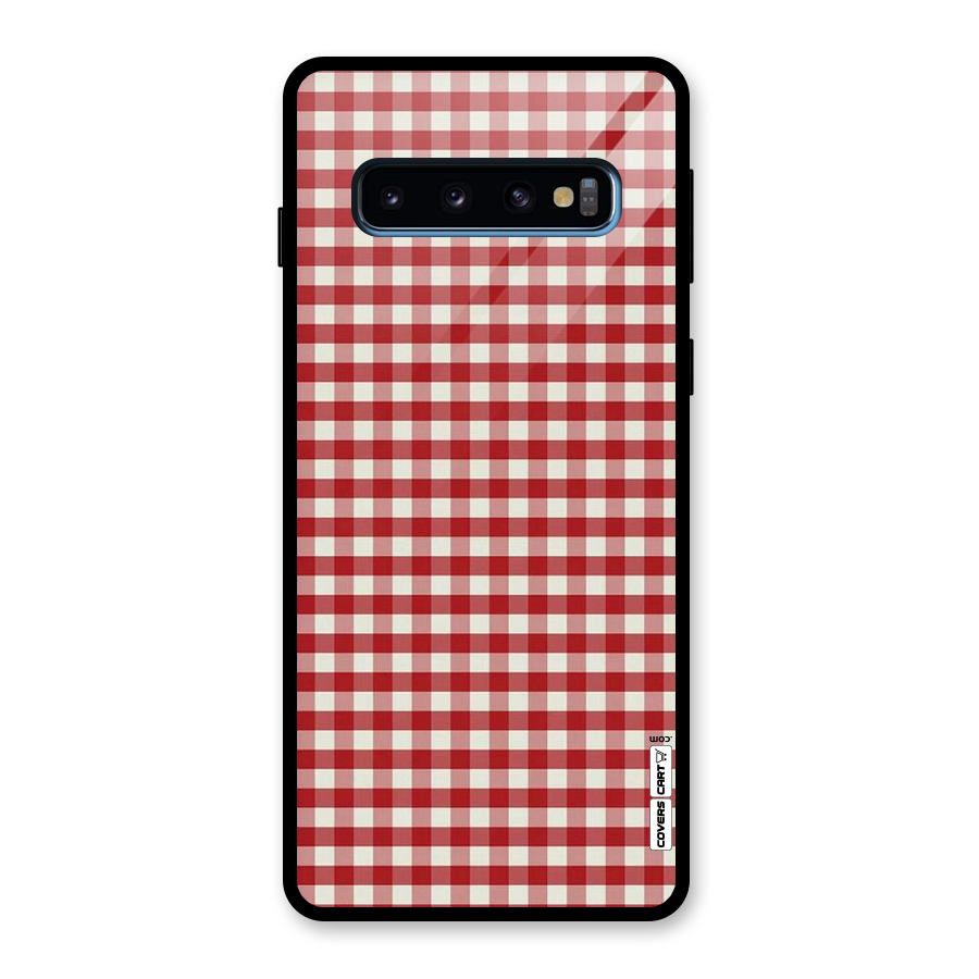Red White Check Glass Back Case for Galaxy S10