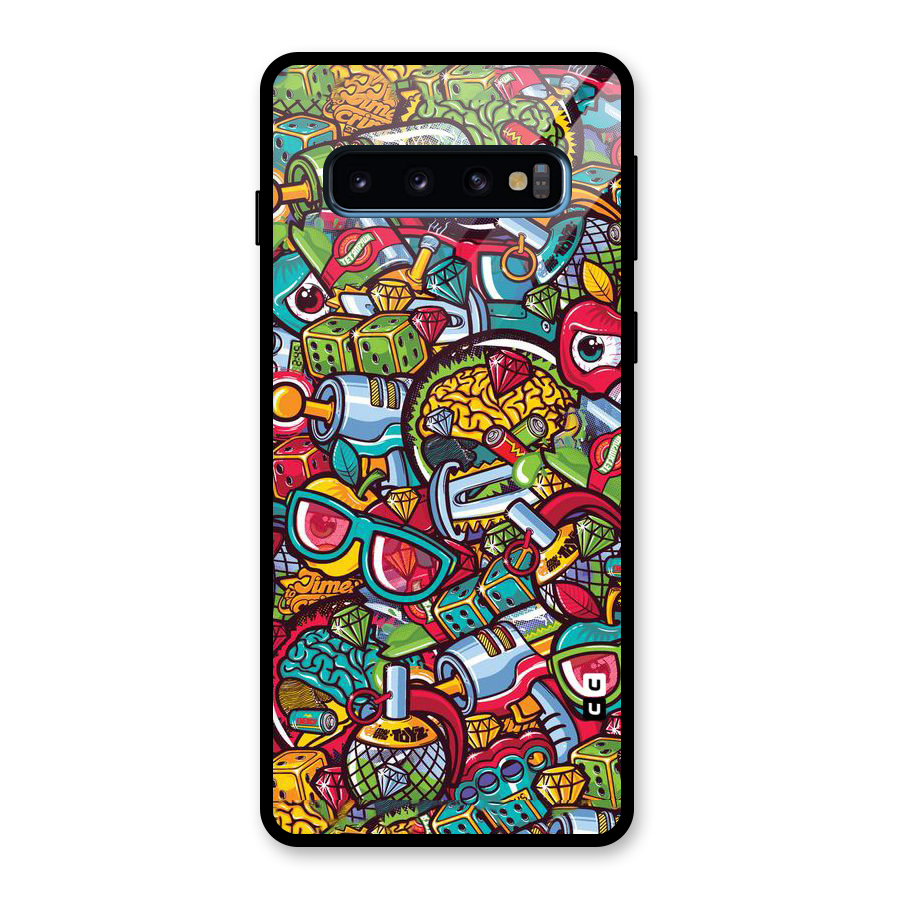 Retro Diamond Design Glass Back Case for Galaxy S10