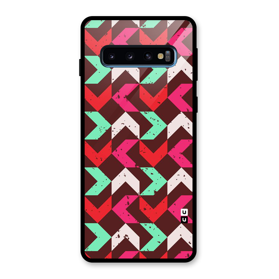 Retro Red Pink Pattern Glass Back Case for Galaxy S10