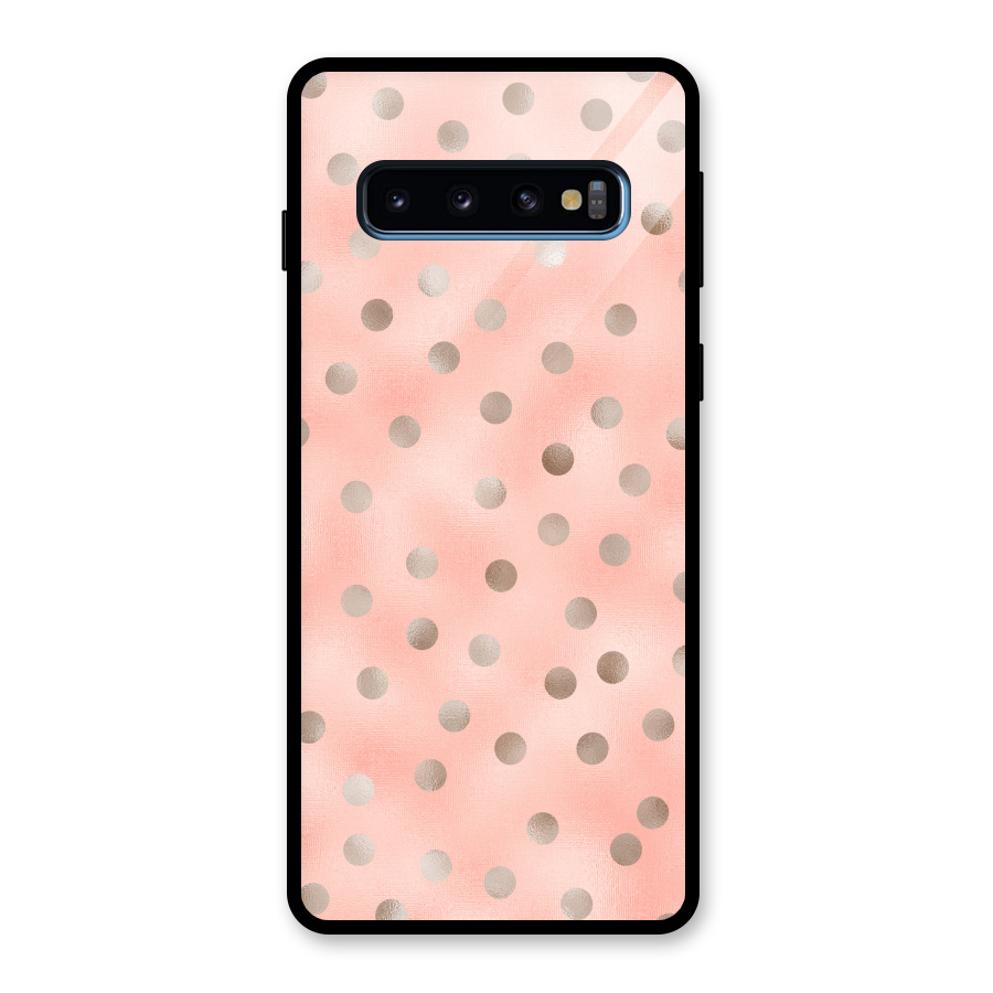 RoseGold Polka Dots Glass Back Case for Galaxy S10