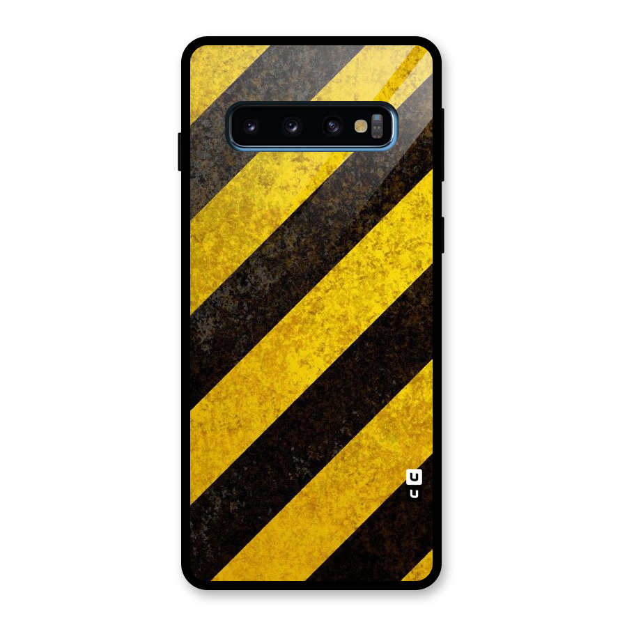 Shaded Yellow Stripes Glass Back Case for Galaxy S10