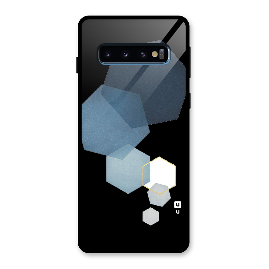 Shades Of Blue Shapes Glass Back Case for Galaxy S10