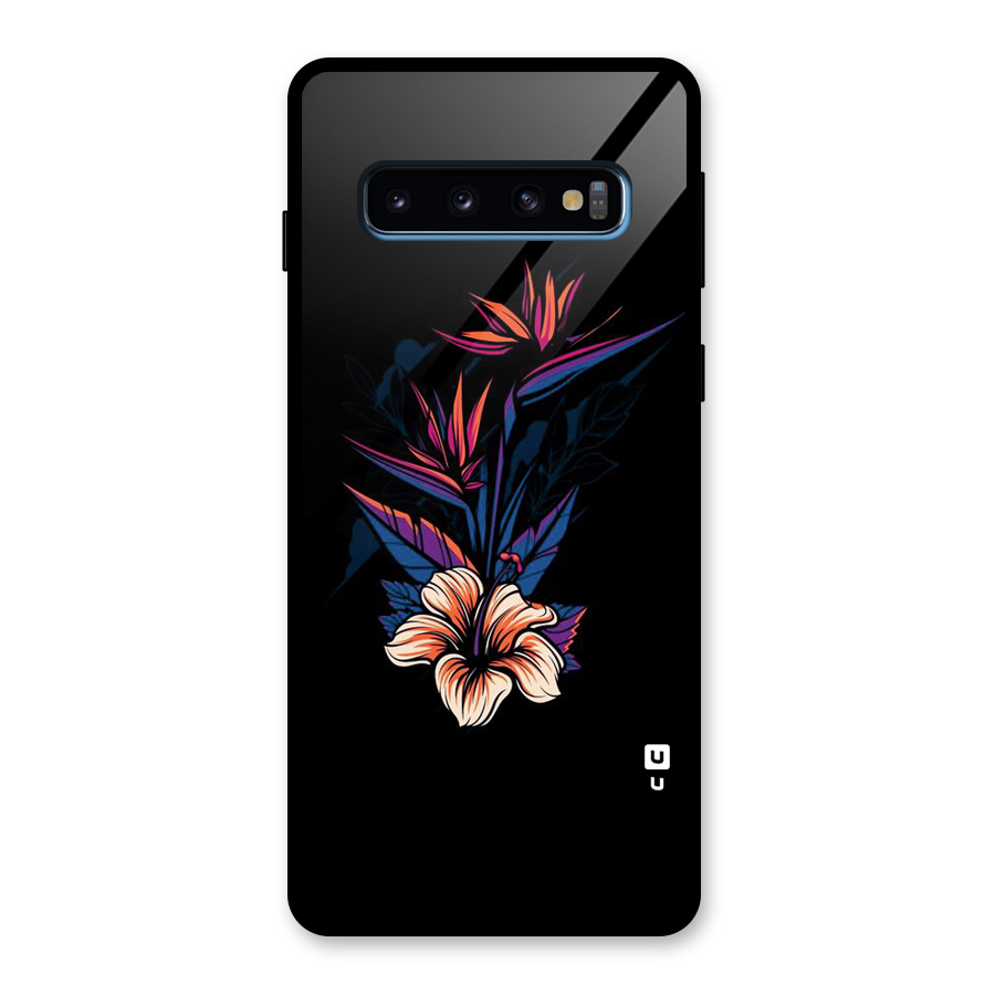 Single Painted Flower Glass Back Case for Galaxy S10