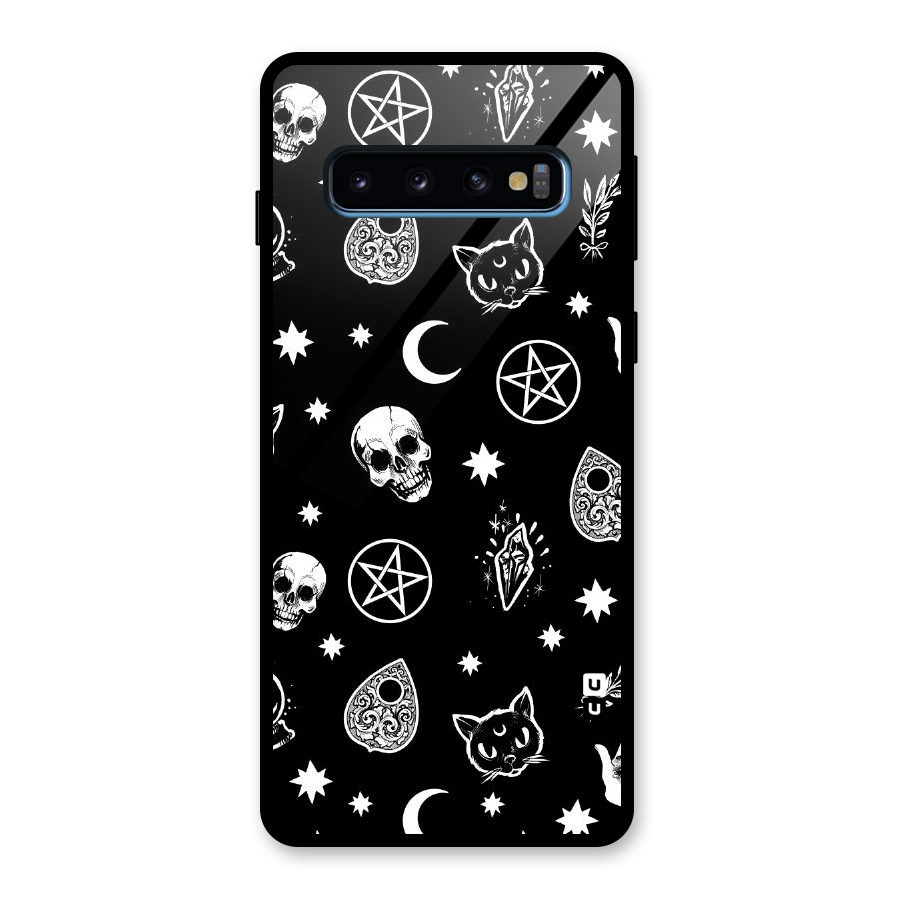 Skull Moon Design Glass Back Case for Galaxy S10