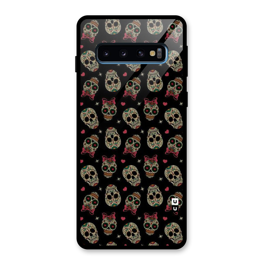 Skull Pattern Glass Back Case for Galaxy S10