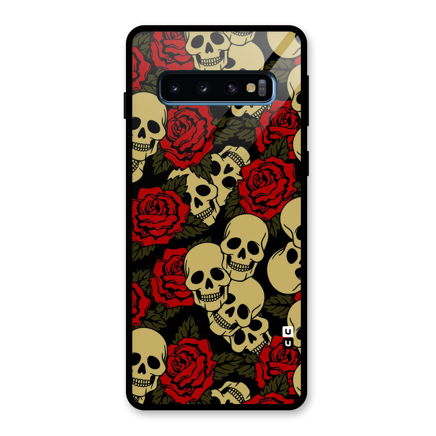 Skulled Roses Glass Back Case for Galaxy S10