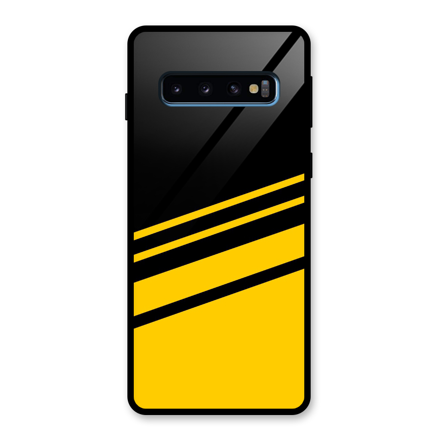 Slant Yellow Stripes Glass Back Case for Galaxy S10