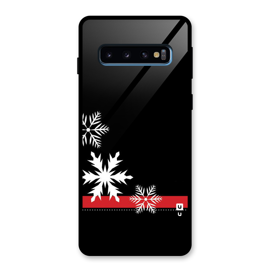 Snowflake Ribbon Glass Back Case for Galaxy S10