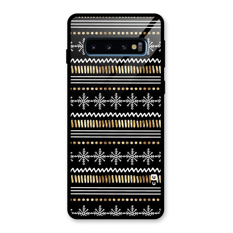 Snowflakes Gold Glass Back Case for Galaxy S10