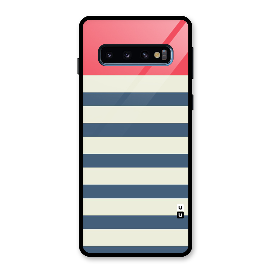 Solid Orange And Stripes Glass Back Case for Galaxy S10