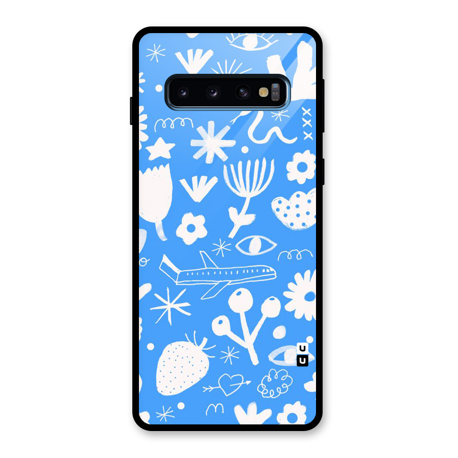 Space Blue Pattern Glass Back Case for Galaxy S10