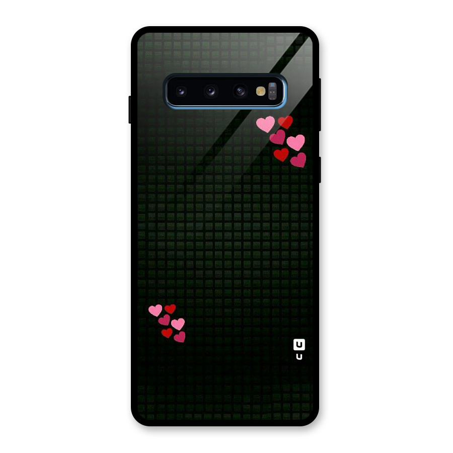 Square and Hearts Glass Back Case for Galaxy S10