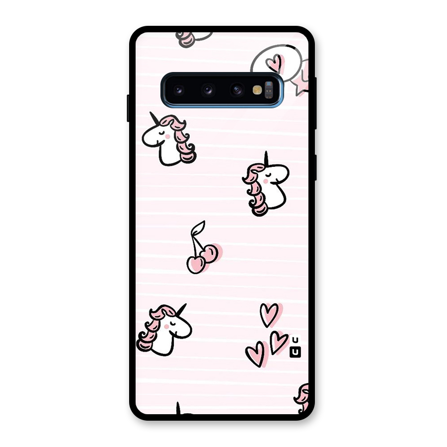 Strawberries And Unicorns Glass Back Case for Galaxy S10