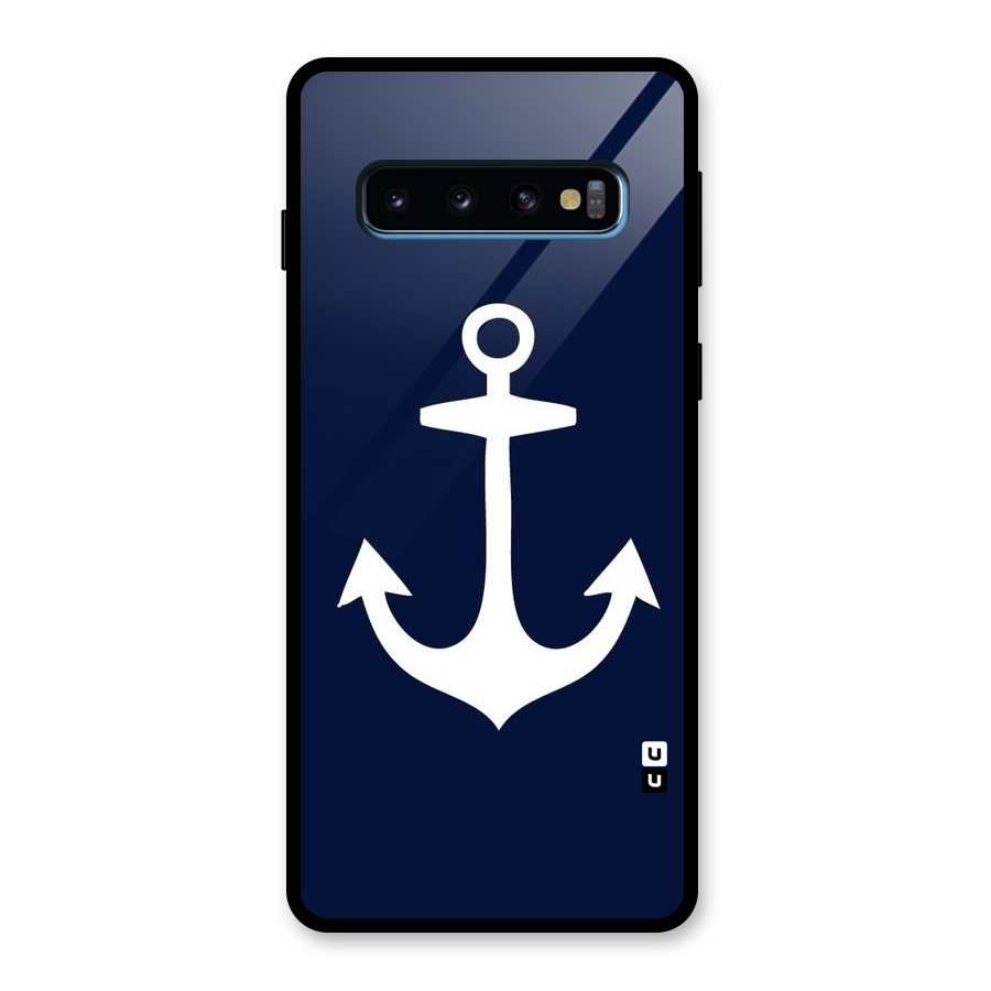 Stylish Anchor Design Glass Back Case for Galaxy S10