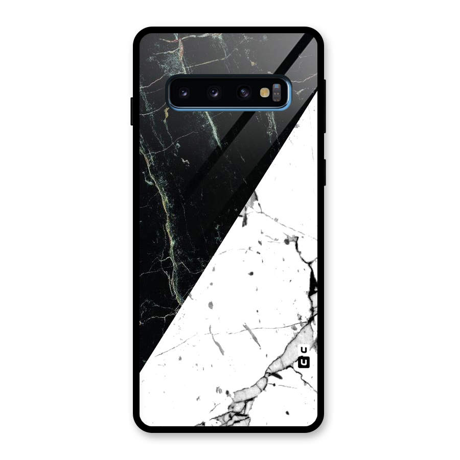 Stylish Diagonal Marble Glass Back Case for Galaxy S10