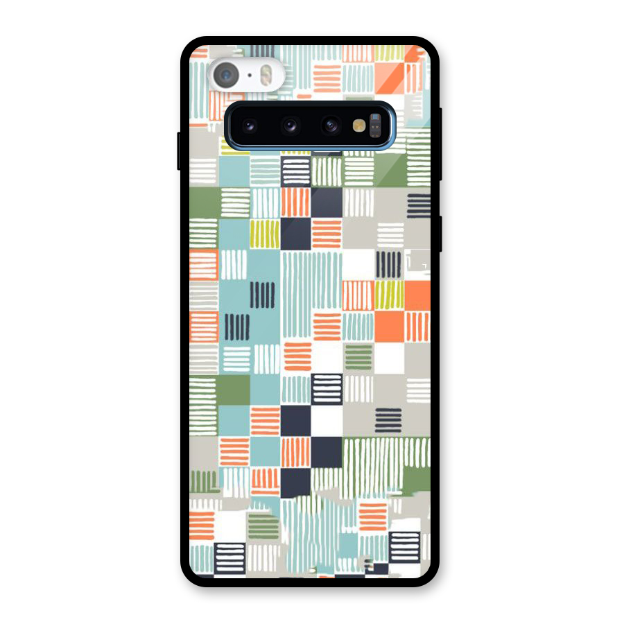 Tiny Boxes Stripes Glass Back Case for Galaxy S10