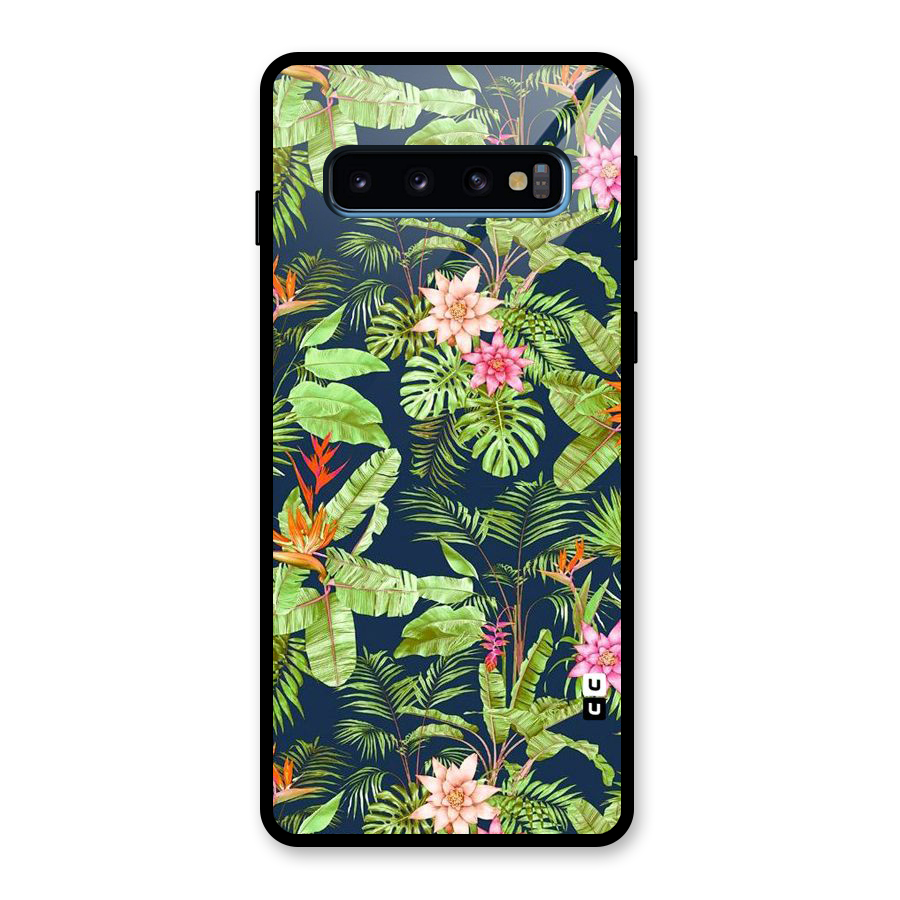 Tiny Flower Leaves Glass Back Case for Galaxy S10