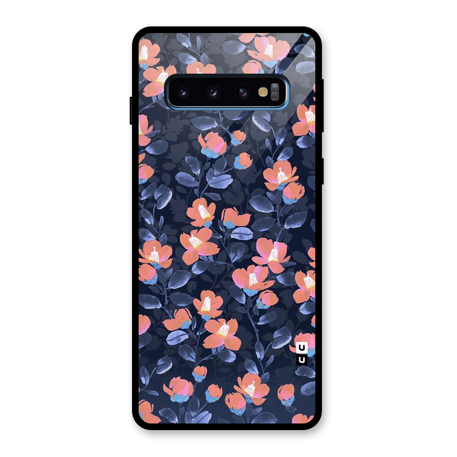 Tiny Peach Flowers Glass Back Case for Galaxy S10
