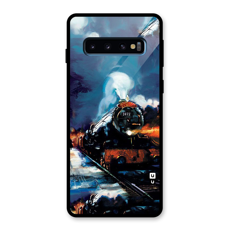 Train Art Glass Back Case for Galaxy S10