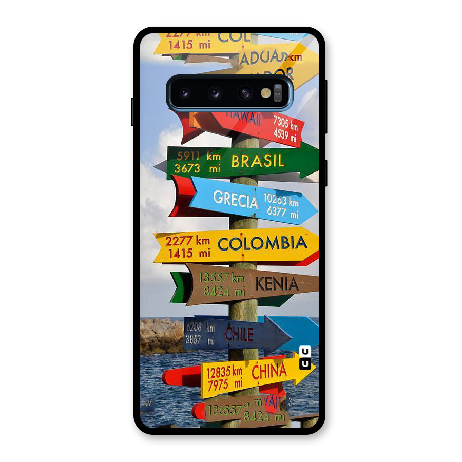 Travel Directions Glass Back Case for Galaxy S10