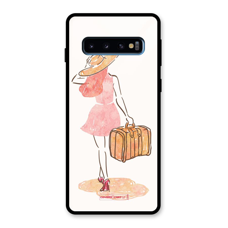 Travel Girl Glass Back Case for Galaxy S10